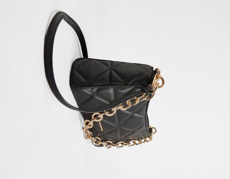 Bershka Gesteppt Hand With Chunky Chain Handle Tasche Damen Schwarz | JX7MErB77x9