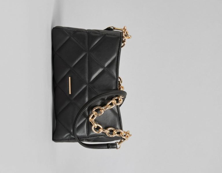 Bershka Gesteppt Hand With Chunky Chain Handle Tasche Damen Schwarz | JX7MErB77x9