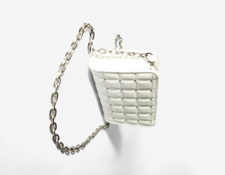 Bershka Gesteppt Mini Crossbody With Studs Tasche Damen Weiß | QV0lLTAFsMd