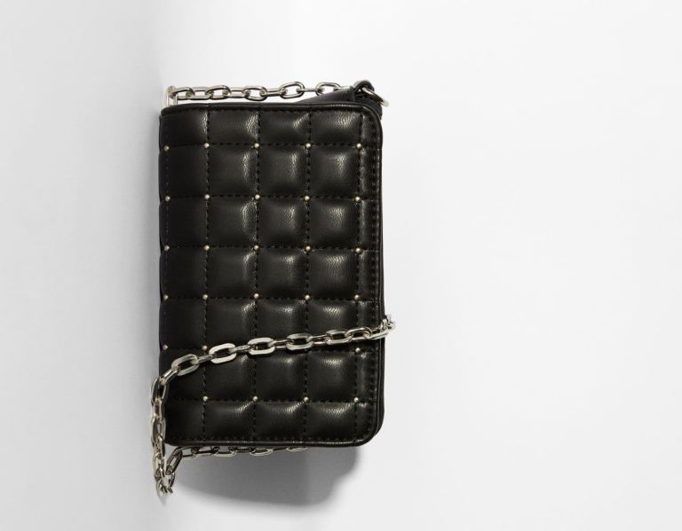 Bershka Gesteppt Mini Crossbody With Studs Tasche Damen Schwarz | UxmtbO4uLiQ