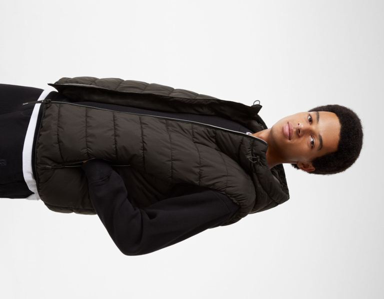 Bershka Gesteppt Vest With Hood Daunenjacken Herren Schwarz | IayeGkARhz9