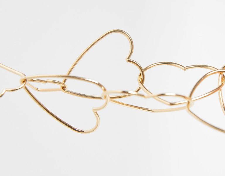 Bershka Heart Cascading Earrings Schmuck Damen Gold | KEkAIHKc8Gk