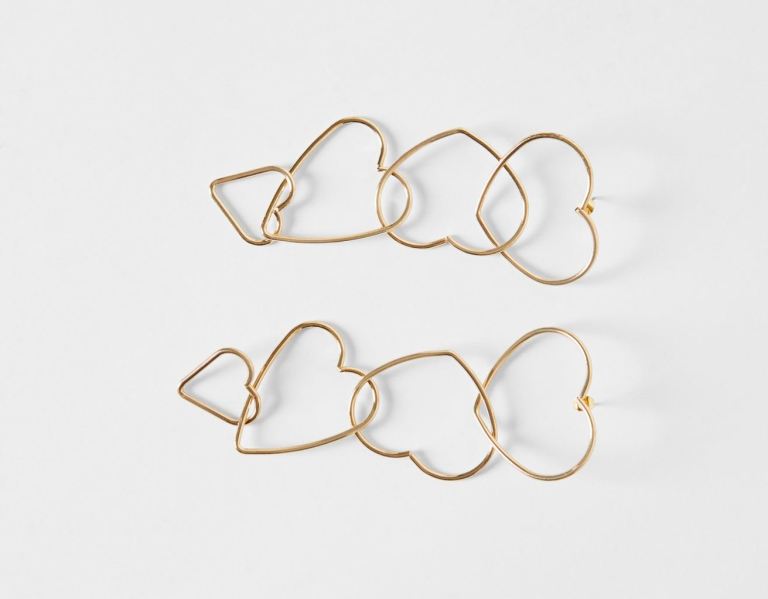 Bershka Heart Cascading Earrings Schmuck Damen Gold | KEkAIHKc8Gk