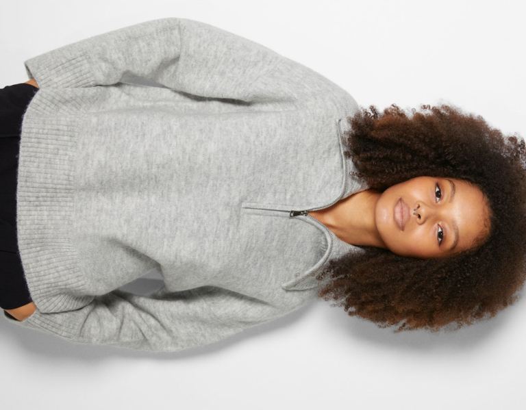 Bershka High Neck Pullover With Reißverschluss Pullover Damen Grau | CgbzVOeprvm