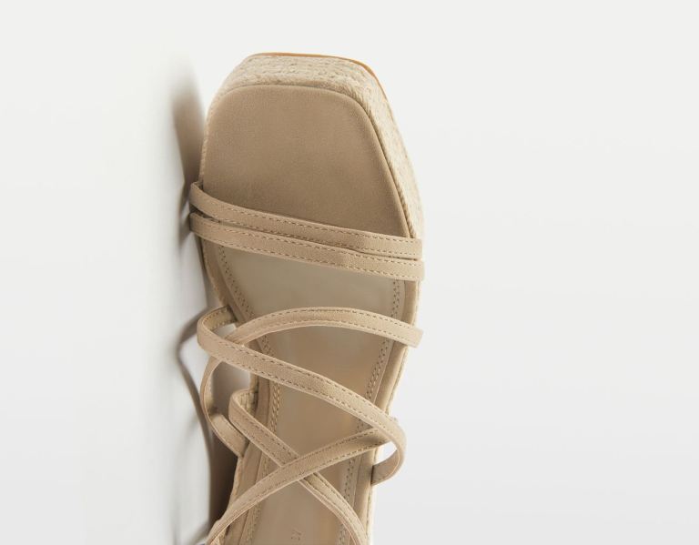 Bershka High-heel Plateau Sandalen Damen Khaki | ru1X62h7t0Z