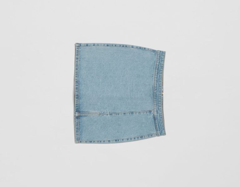 Bershka Kompfort Mini Denim Röcke Damen Hellblau | PmxCYxZUFbe