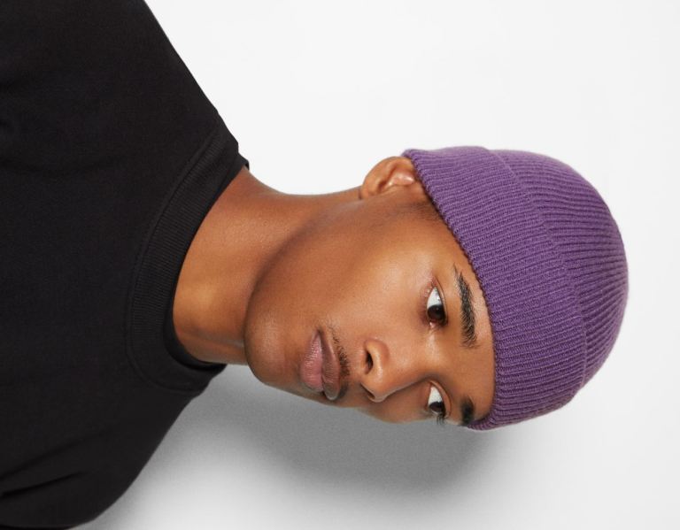 Bershka Kurzes Beanie Kappen Herren Lila | F76TWaN63wZ