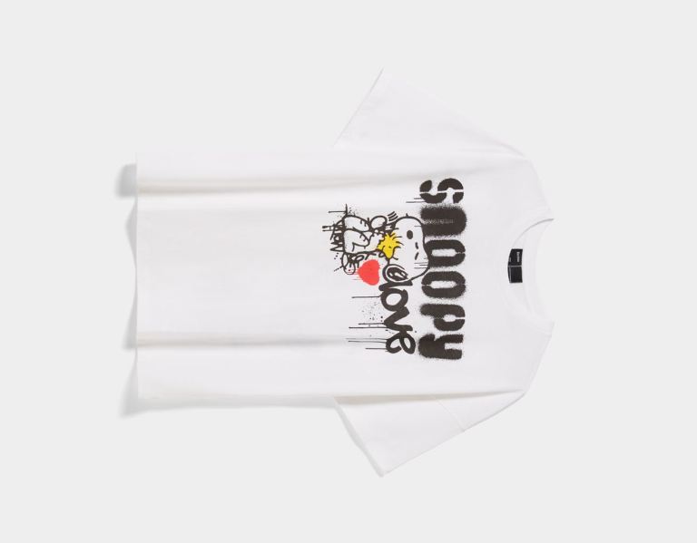 Bershka Kurzes Sleeve Featuring ‘snoopy Love’ Print T-shirts Damen Weiß | zDmUY04ph3C