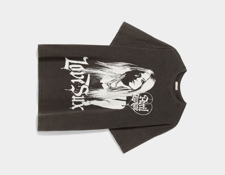 Bershka Kurzes Sleeve With An Avril Lavigne Print T-shirts Herren Schwarz | SYYOt5hBmaX