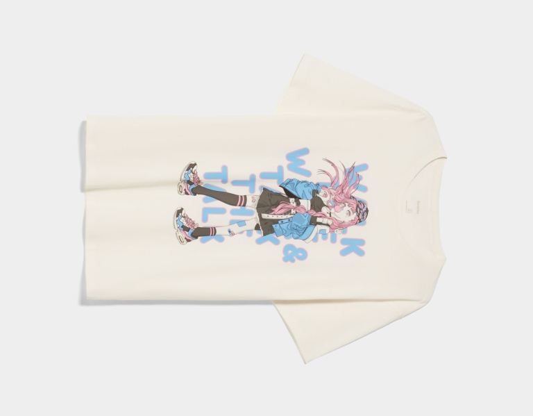 Bershka Kurzes Sleeve With Anime Print T-shirts Damen Weiß | VD3DozPnTlO