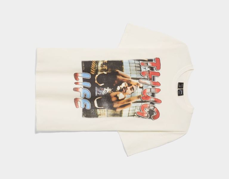 Bershka Kurzes Sleeve With Tupac Print T-shirts Herren Weiß | cmczrfiMp3K