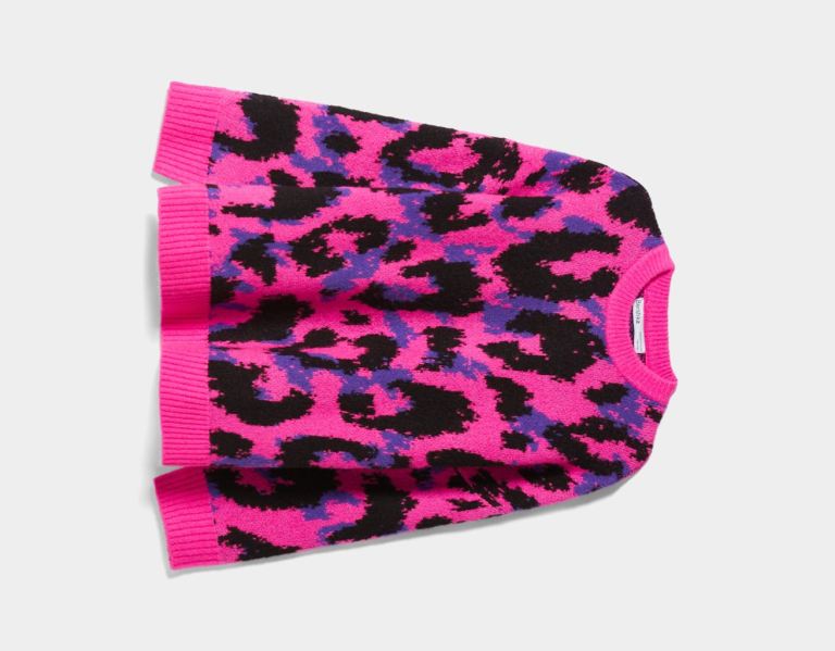 Bershka Leopard Print Jacquard Pullover Pullover Damen Rosa | wkA16rimji5