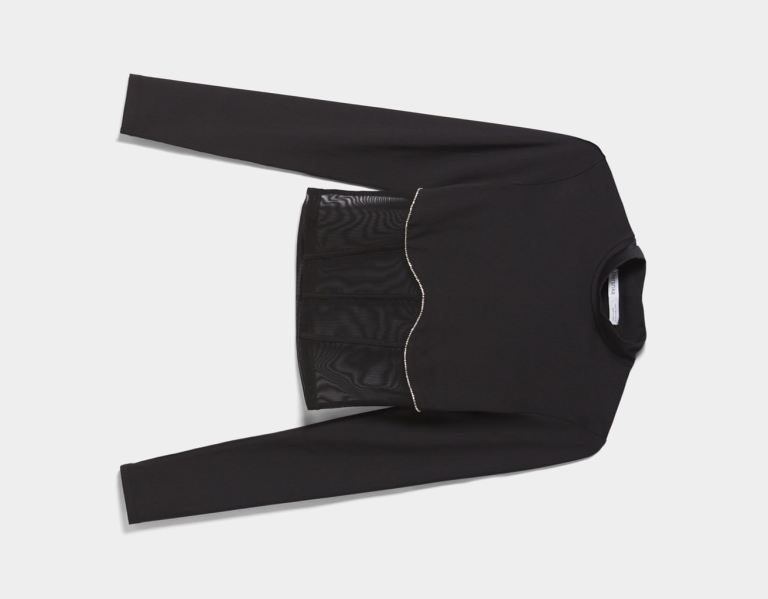 Bershka Long Sleeve Embellished With Rhinestones T-shirts Damen Schwarz | EjhBCpMmu0K