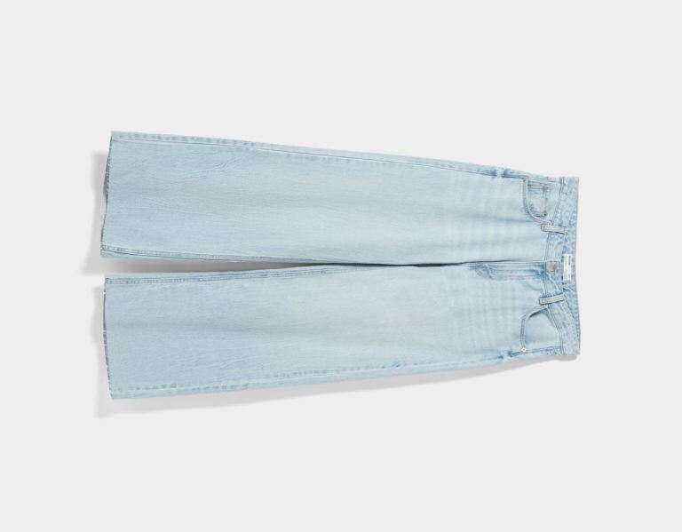 Bershka Low-rise Baggy Jeans Damen Hellblau | f4BespE4L2g