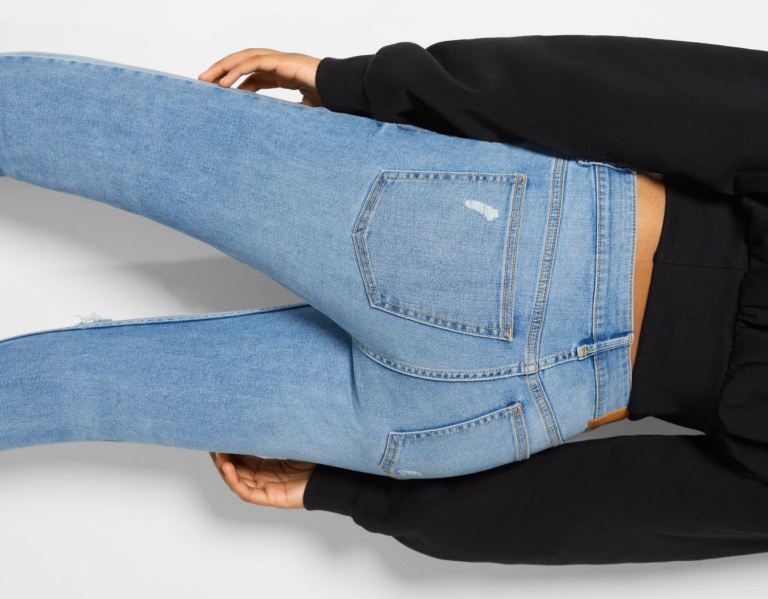 Bershka Low-rise Schlank Jeans Damen Hellblau | b2nbAOc81ZK