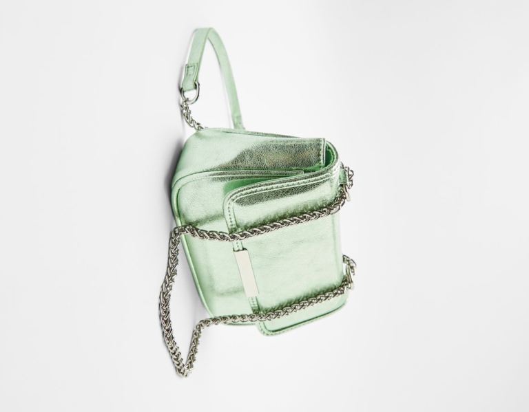 Bershka Metallic Mini Tasche Damen Grün | bK4PjEiTh0G