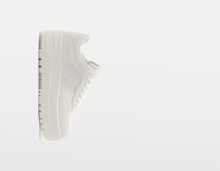 Bershka Monochrome Plattform Sneakers Damen Weiß | cNUM8BiV10U