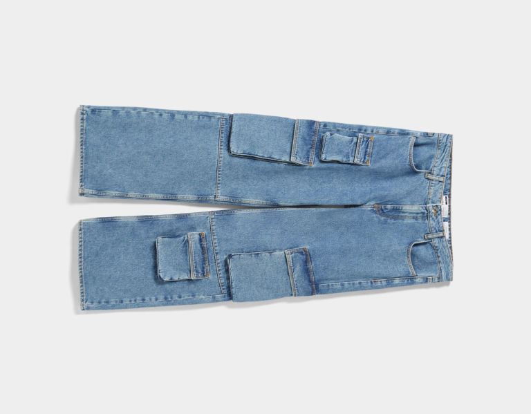 Bershka Multi-pocket Cargo Jeans Damen Hellblau | rPljC7PgIcY