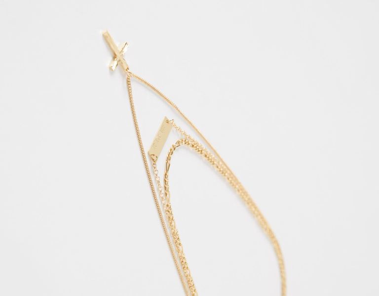 Bershka Necklace With Thin Crosses Schmuck Herren Gold | Y45buwFAong