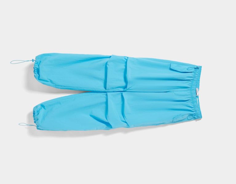 Bershka Nylon Joggers Parachute Damen Blau | XK0OsiBFPdI