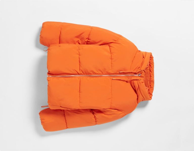 Bershka Oversize Mit Kapuze Puffer Jacke Damen Orange | FXa2gG2zbqc