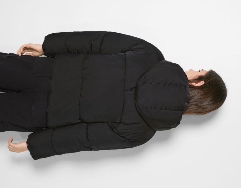 Bershka Oversize Mit Kapuze Puffer Jacke Damen Schwarz | PsHx3W3yzjB