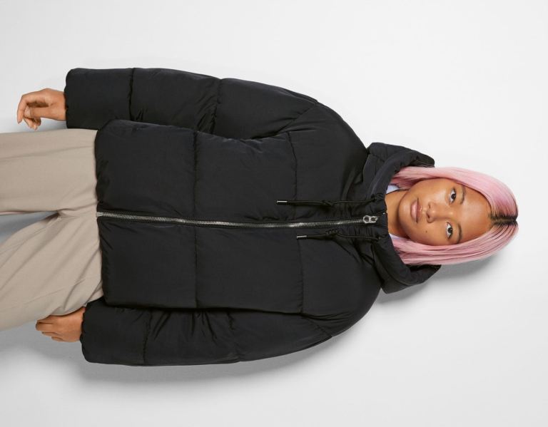 Bershka Oversize Mit Kapuze Puffer Jacke Damen Schwarz | bxPpPMmEgFT