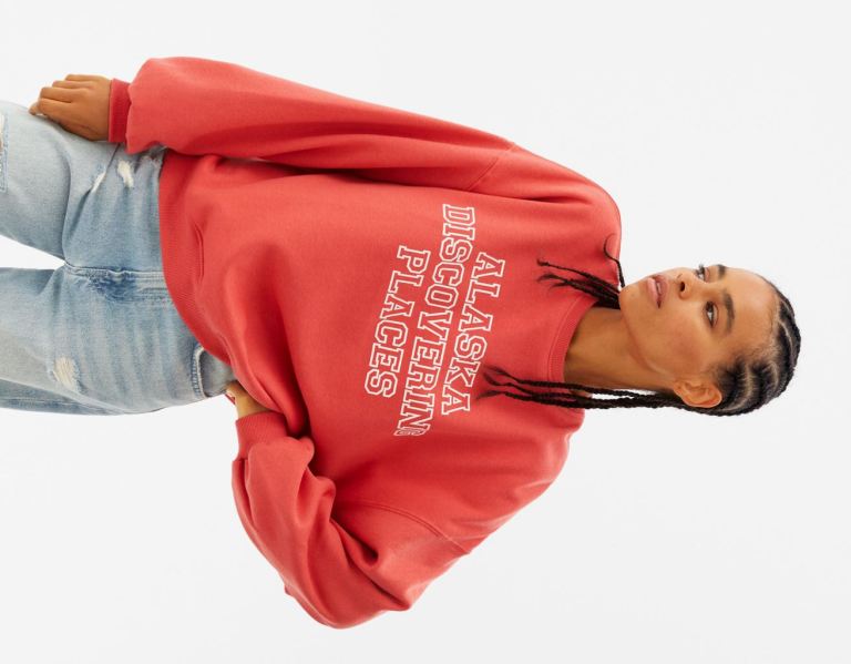 Bershka Oversize Printed Sweatshirts Damen Rot | A0mexKwQJch