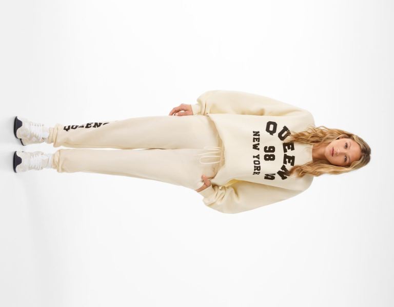 Bershka Oversize Printed Sweatshirts Damen Beige | tt9M390cljZ