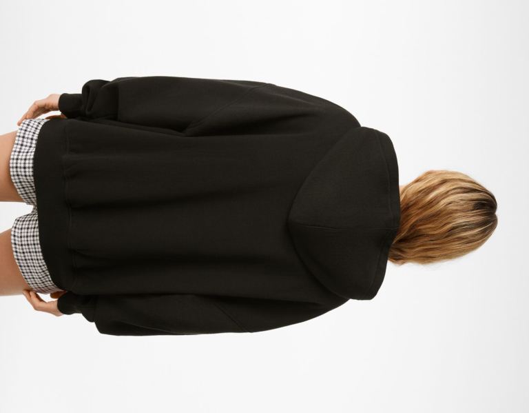 Bershka Oversize Zippered Hoodie Damen Schwarz | JMWcdfUwulP