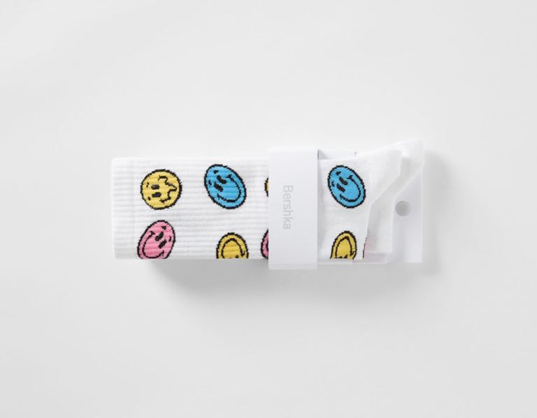 Bershka Pack Of 2 Pairs Of Printed Socken Herren Weiß | kt8Z5ZRxBGE