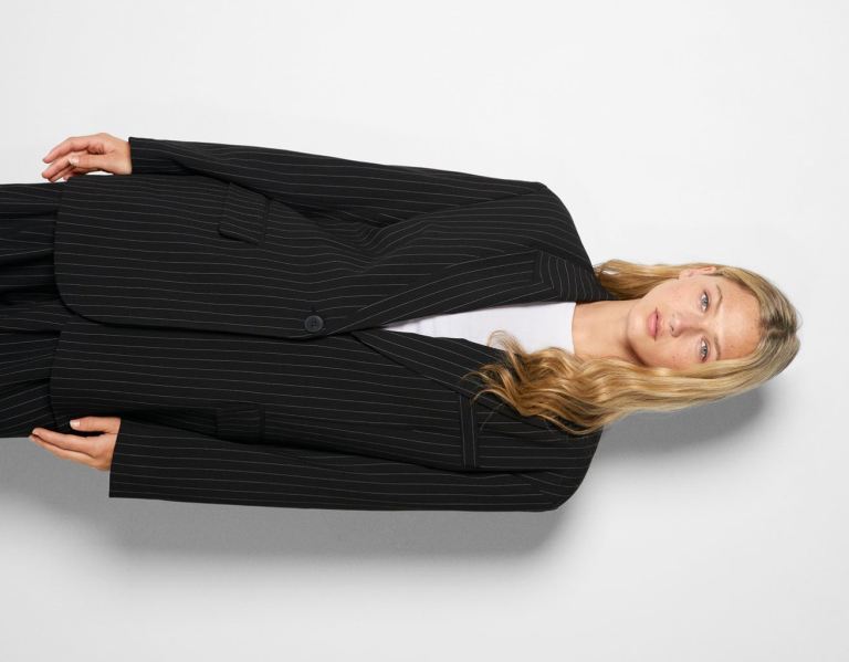 Bershka Pinstripe Blazer And Pants Set Anzüge Damen Schwarz | z5Qp6fVWRGH