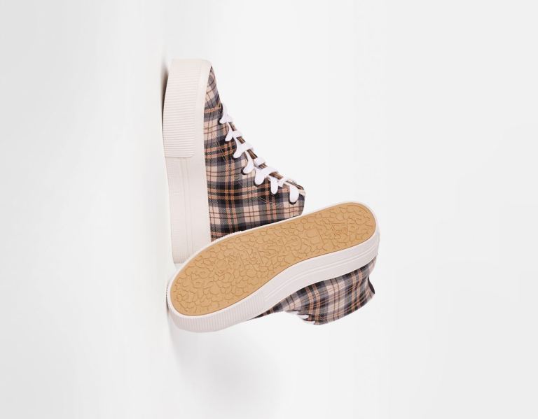 Bershka Plaid Plattform High-top Sneakers Damen Mehrfarbig | 9rmhnDGXn9w