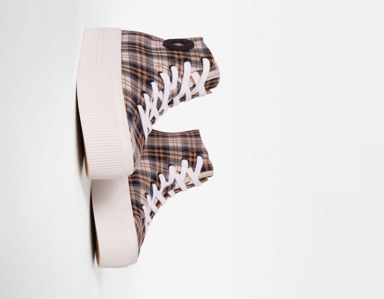 Bershka Plaid Plattform High-top Sneakers Damen Mehrfarbig | 9rmhnDGXn9w