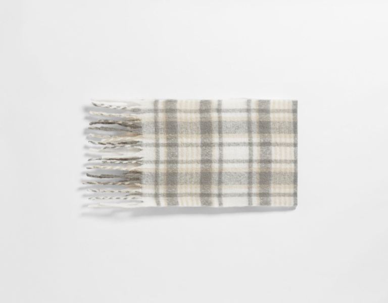 Bershka Plaid Schals Damen Grau | vbNYIywfeod