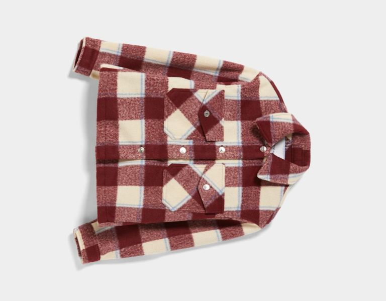 Bershka Plaid Trucker Jacke Damen Dunkelrot | hu9L9RDoIDl