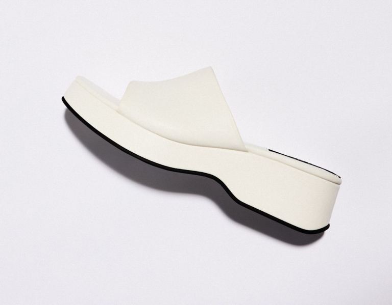 Bershka Plattform Flache Sandalen Damen Weiß | WJfAASbx06r