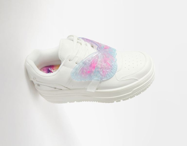 Bershka Plattform With Butterfly Detail Sneakers Damen Weiß | Wt47NUDX6AA