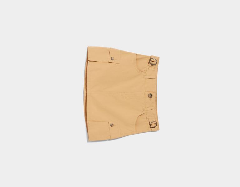 Bershka Poplin Cargo Mini Röcke Damen Beige | QpzXN1DnvZC