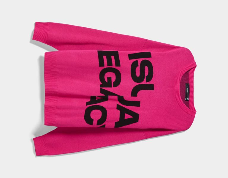 Bershka Pullover With Lettering Pullover Herren Fuchsie | URVBGNIVOON