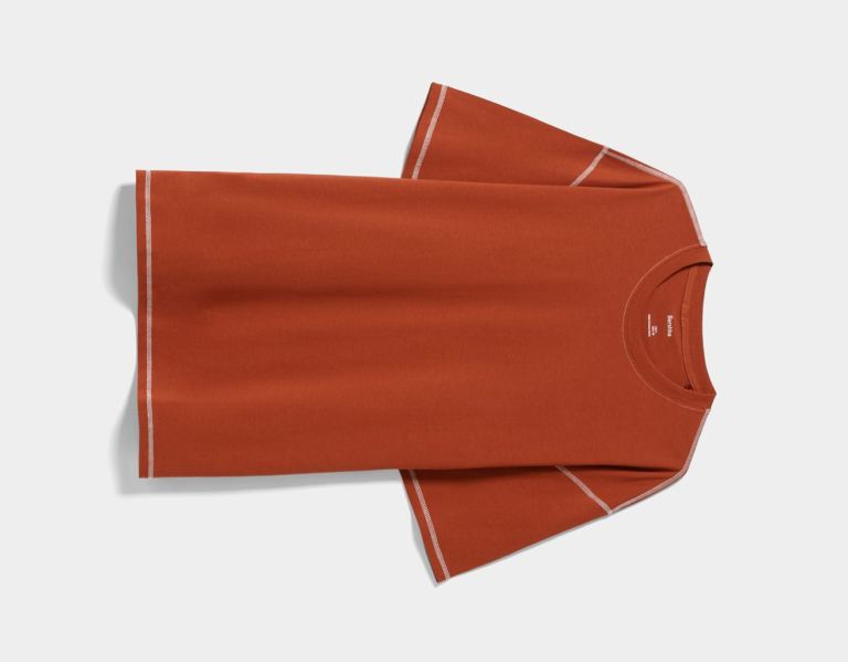 Bershka Regular Fit Kurzes Sleeve With Contrasting Thread T-shirts Herren Orange | RA9hXoQf6nl