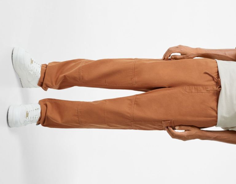 Bershka Regular-fit Sweat-style Cargo Hose Herren Dunkelorange | ABsOJz6HWTu