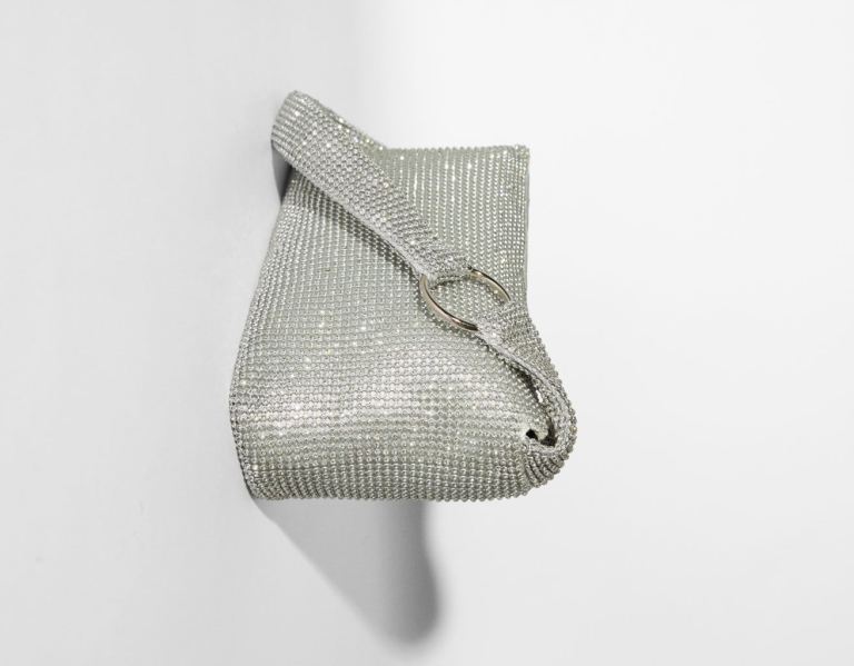 Bershka Rhinestone With Handle And Ring Detail Tasche Damen Silber | dRBYaIgQIw8