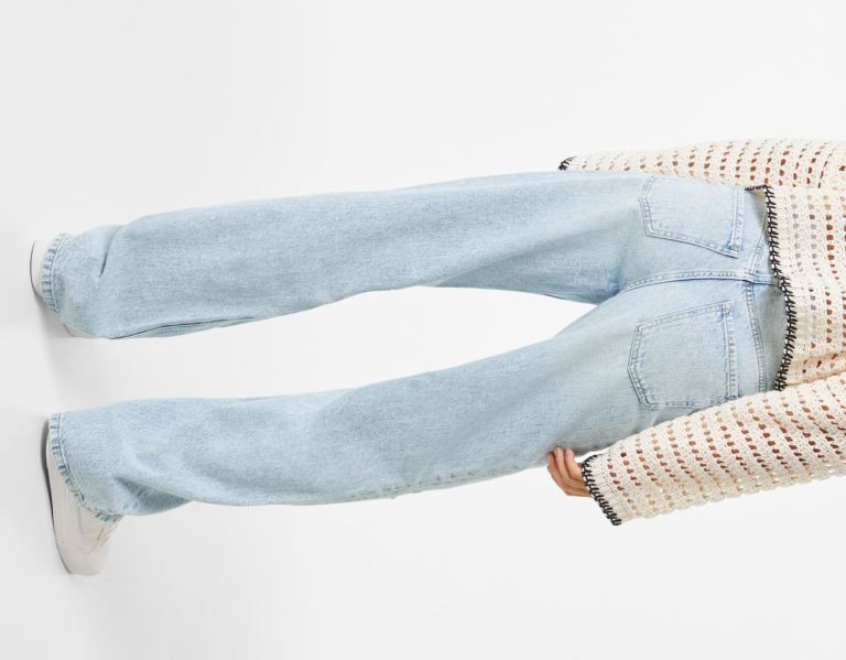 Bershka Ripped Weite-leg ’90s Jeans Damen Hellblau | GH1LkTZ9XHB