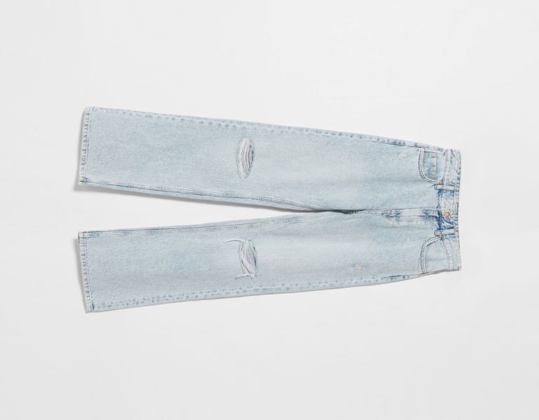 Bershka Ripped Weite-leg ’90s Jeans Damen Hellblau | GH1LkTZ9XHB