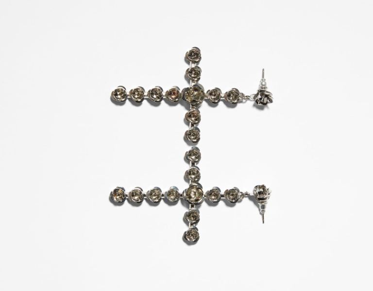 Bershka Rose Cross Earrings Schmuck Damen Silber | xMZ4quh6km4