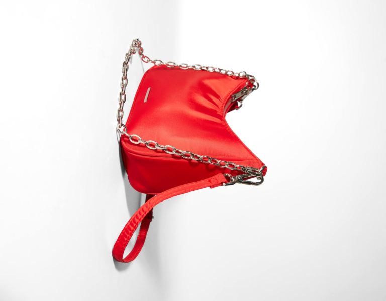 Bershka Satin With Chain Tasche Damen Rot | PXo0h6D9DOR