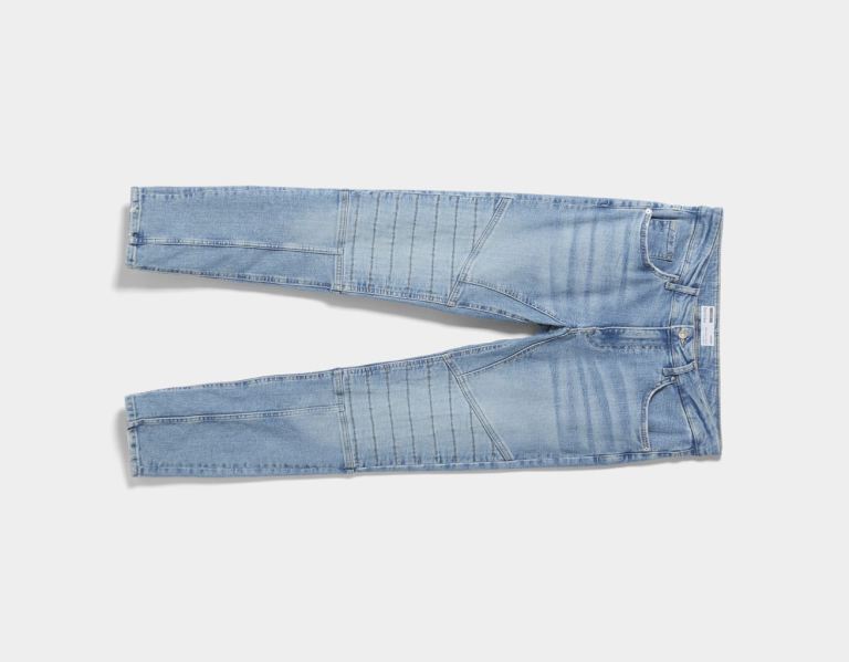 Bershka Schlank Biker Jeans Herren Hellblau | qZlHURtyVz9