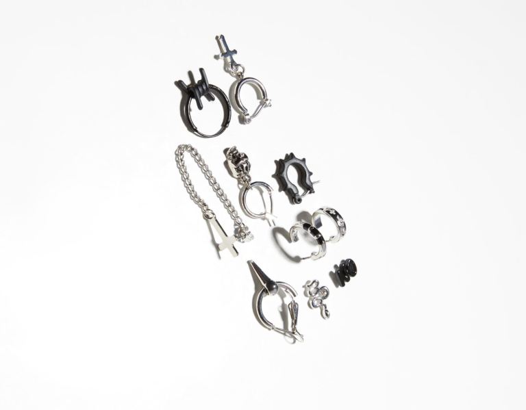 Bershka Set Of 10 Earrings Schmuck Herren Silber | U0XfzHNV7QG