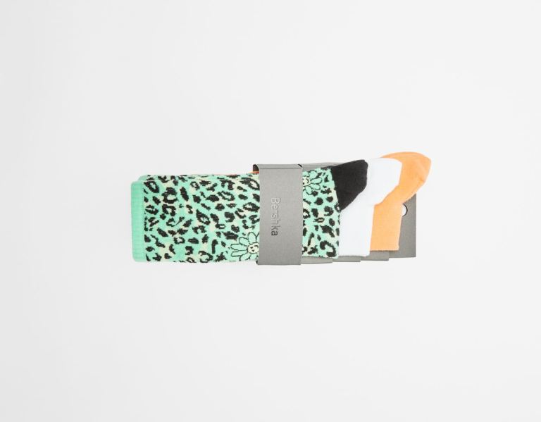 Bershka Set Of 3 Animal Print Socken Herren Weiß | tuoZgxeaHq2